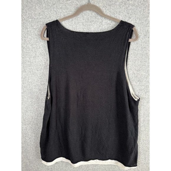 J. Jill 4X Tank Top Womens Black Cream Double Layer Sleeveless Linen Rayon Shirt - Picture 5 of 8